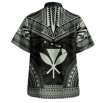 Hawaii Custom Personalised Hawaiian Shirt Chief Tattoo Patterns Style Sage Green