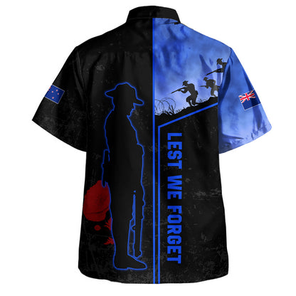 New Zealand Hawaiian Shirt Anzac Day Lest We Forget Poppy Flower Symbol