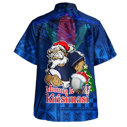 Samoa Hawaiian Shirt Manuia Le Kirisimasi Rugby Santa Style