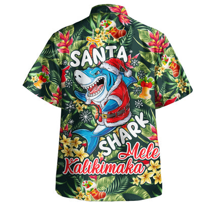 Hawaii Hawaiian Shirt Mele Kalikimaka Santa Shark Tropical Style