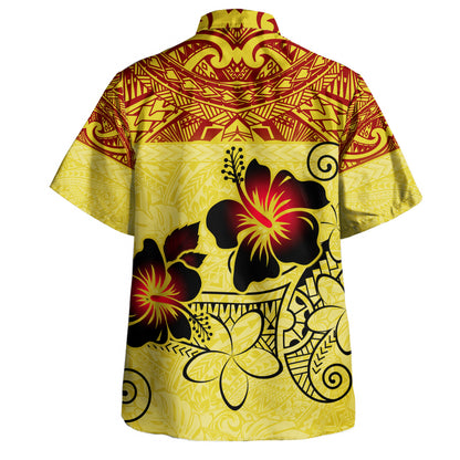 Hawaii Hawaiian Shirt Polynesian Tribal Patterns Hibiscus Flowers Yellow Color