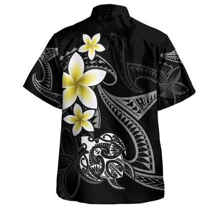 Polynesian Hawaiian Shirt Honu Plumeria Tribal Tattoo