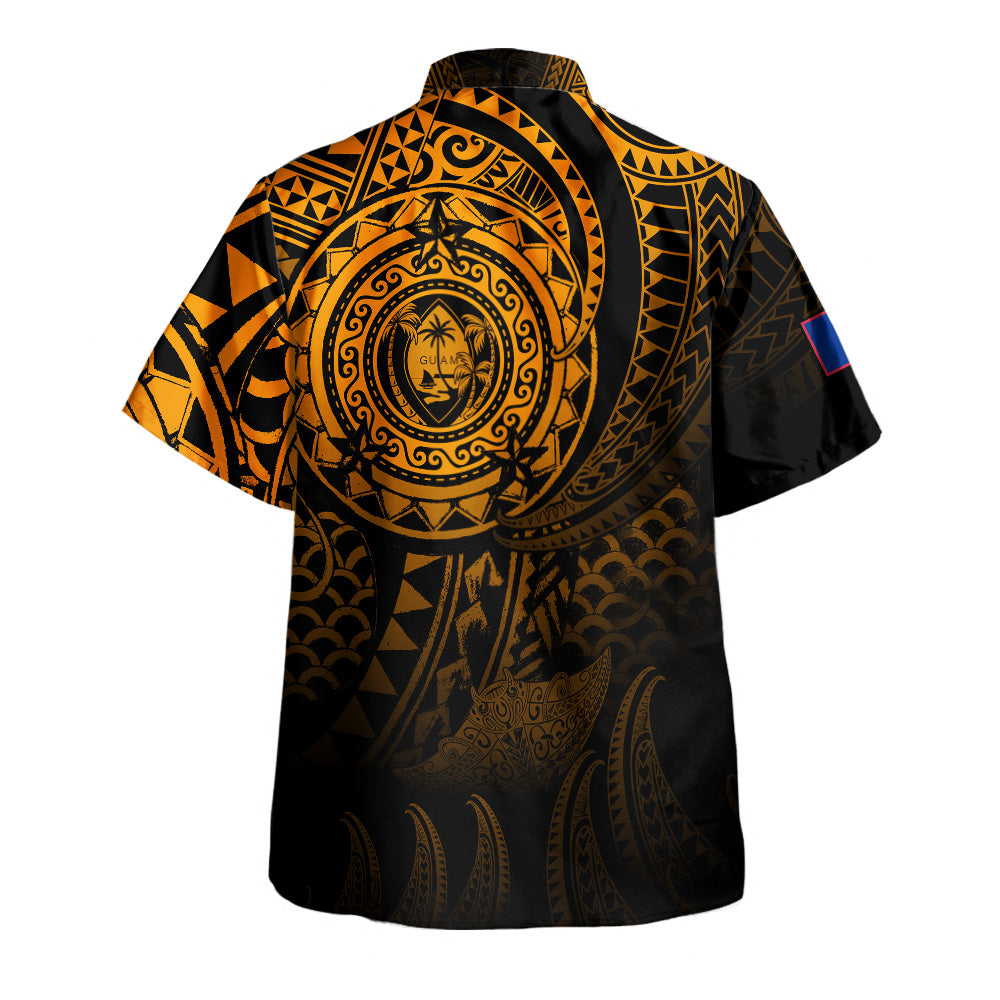 Guam Hawaiian Shirt Pearl Of The Pacific Gold Polynesian Tattau