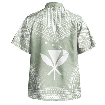 Hawaii Custom Personalised Hawaiian Shirt Chief Tattoo Patterns Style Sage Green