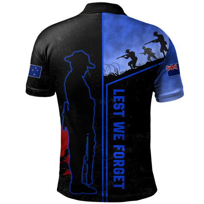 New Zealand Polo Shirt Anzac Day Lest We Forget Poppy Flower Symbol