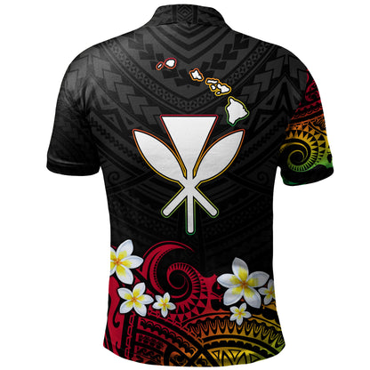 Hawaii Polo Shirt Custom Plumeria Flowers Tribal Motif Reggae