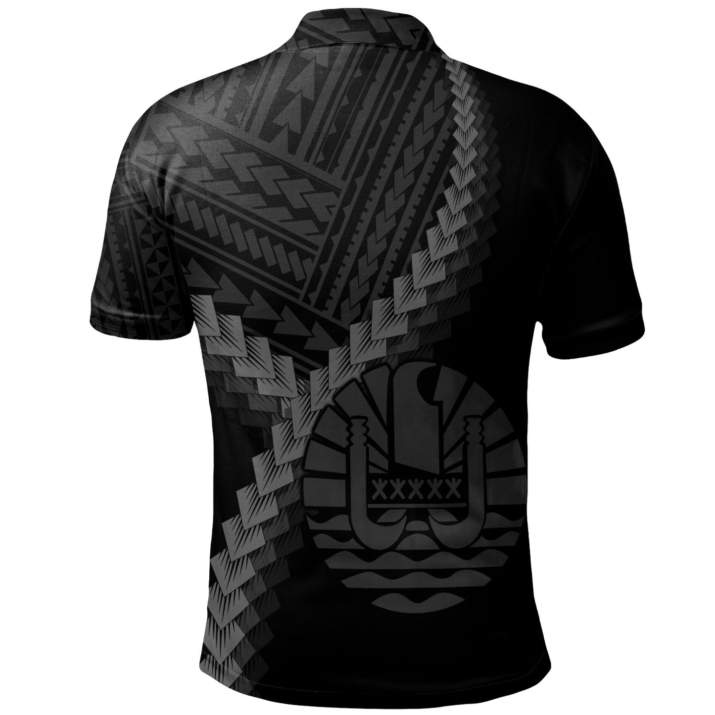 Tahiti Polo Shirt Coat Of Arm Polynesian Tattoo Style