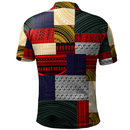 Polynesian Polo Shirt Retro Patchwork