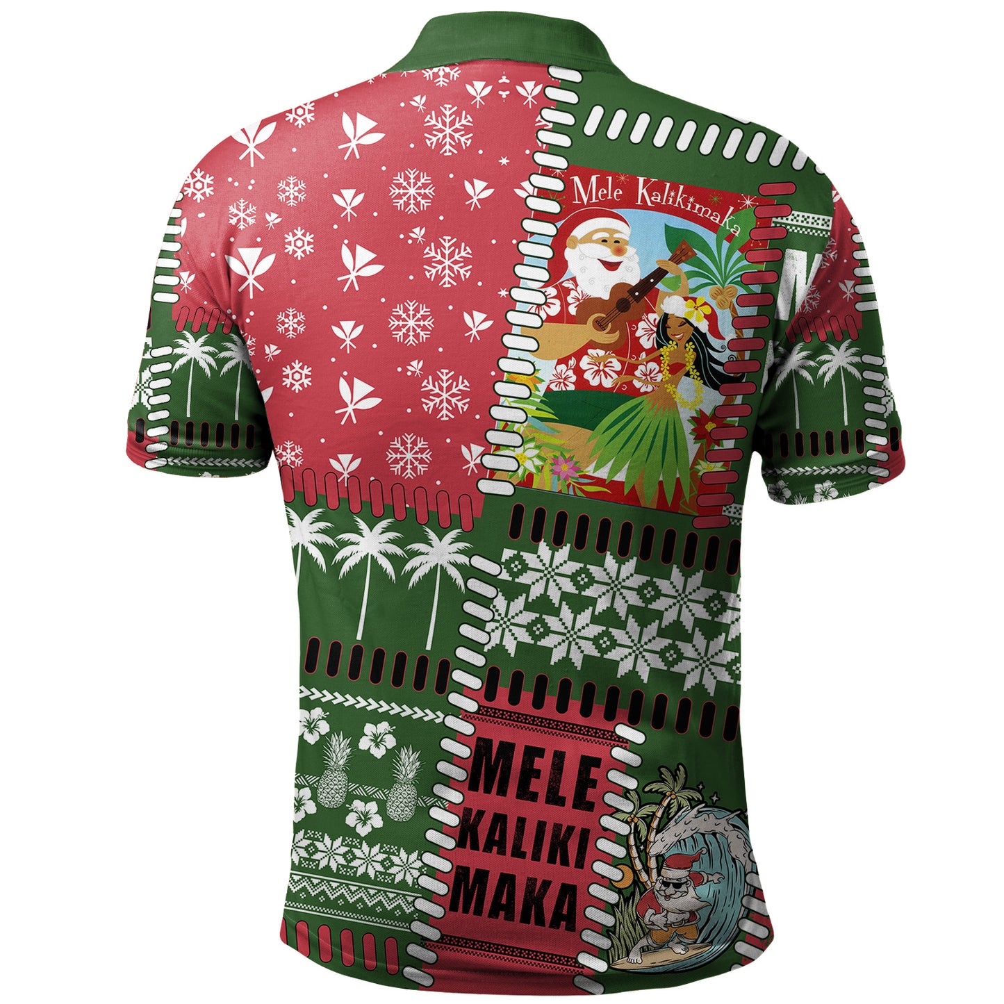 Hawaii Polo Shirt Santa Surfing Mele Kalikimaka Kanaka Maoli