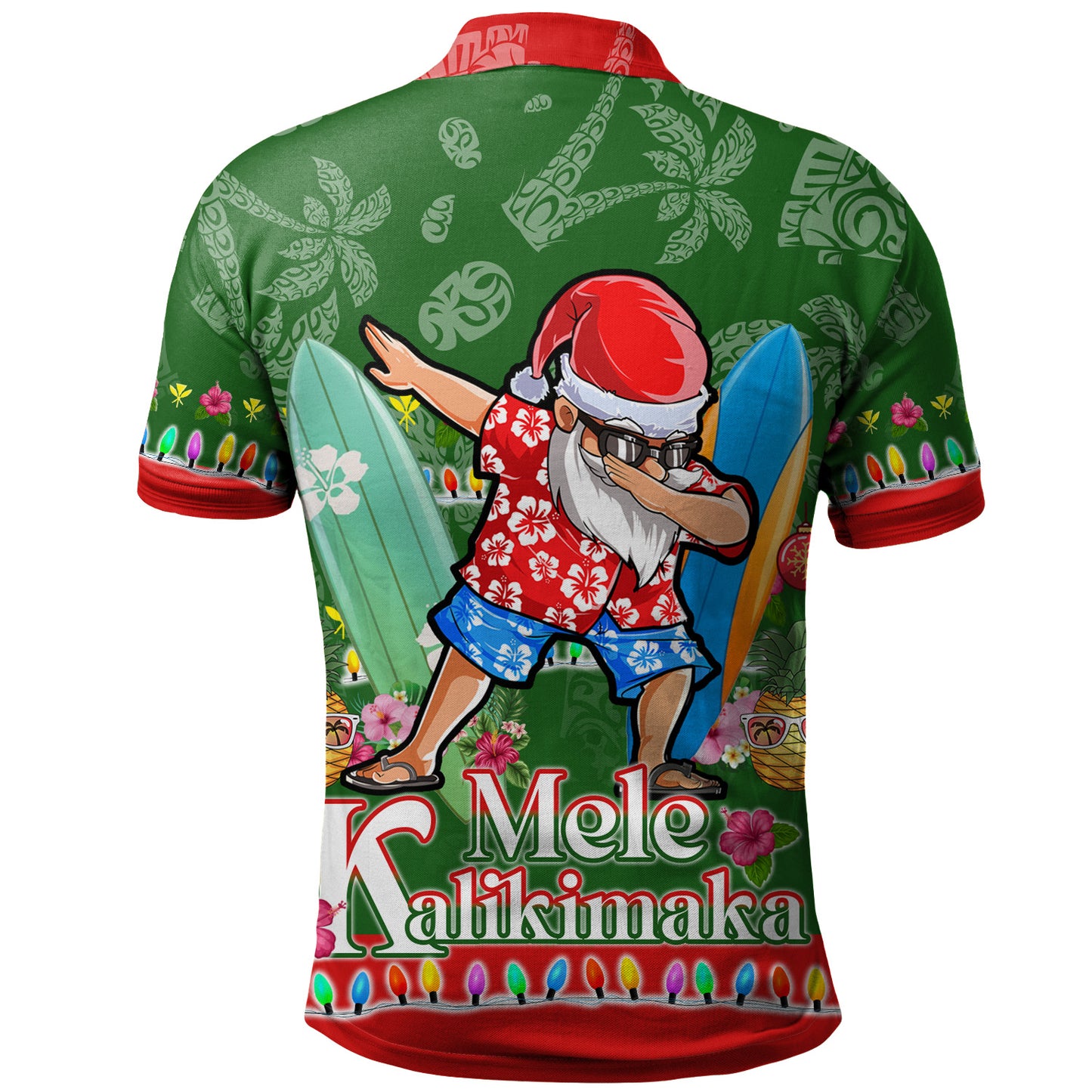 Hawaii Polo Shirt Mele Kalikimaka Dabbing Santa Christmas Style