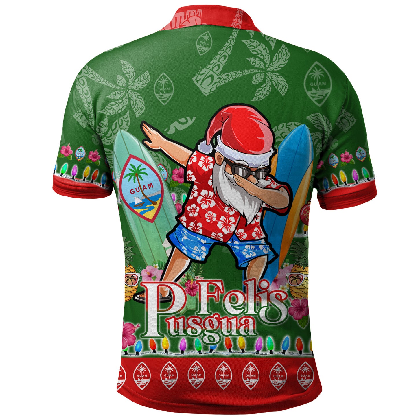 Guam Polo Shirt Felis Pusgua Tropical Xmas Patterns