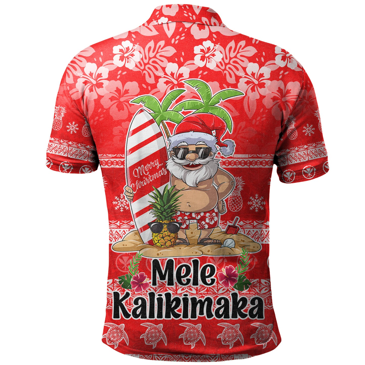 Hawaii Polo Shirt Mele Kalikimaka Merry Christmas Tree Pineapple Tropical