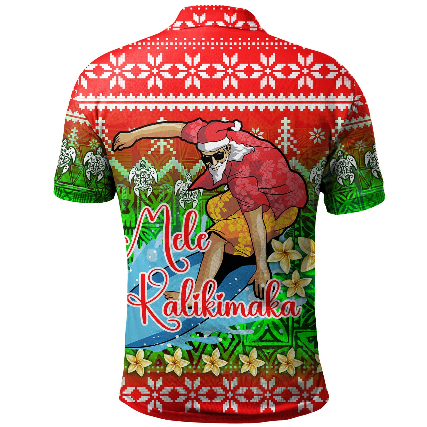 Hawaii Polo Shirt Santa Surfing Mele Kalikimaka Style