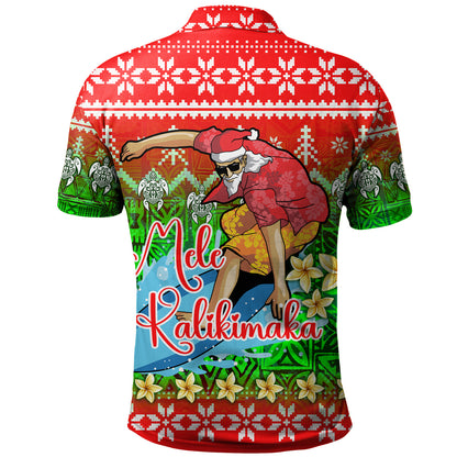Hawaii Polo Shirt Santa Surfing Mele Kalikimaka Style