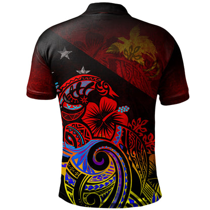 Papua New Guinea Polo Shirt Birds Of Paradise With Flag Color Style