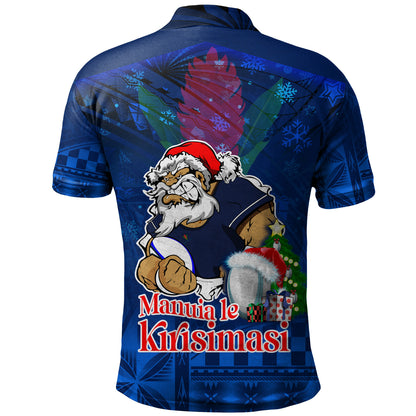 Samoa Polo Shirt Manuia Le Kirisimasi Rugby Santa Style