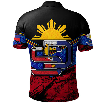 Philippines Filipinos Polo Shirt San Diego Filipino Grunge Brush Stroke Style