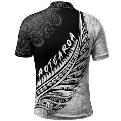 New Zealand Polo Shirt Maori Silver Fern Rugby Vibe