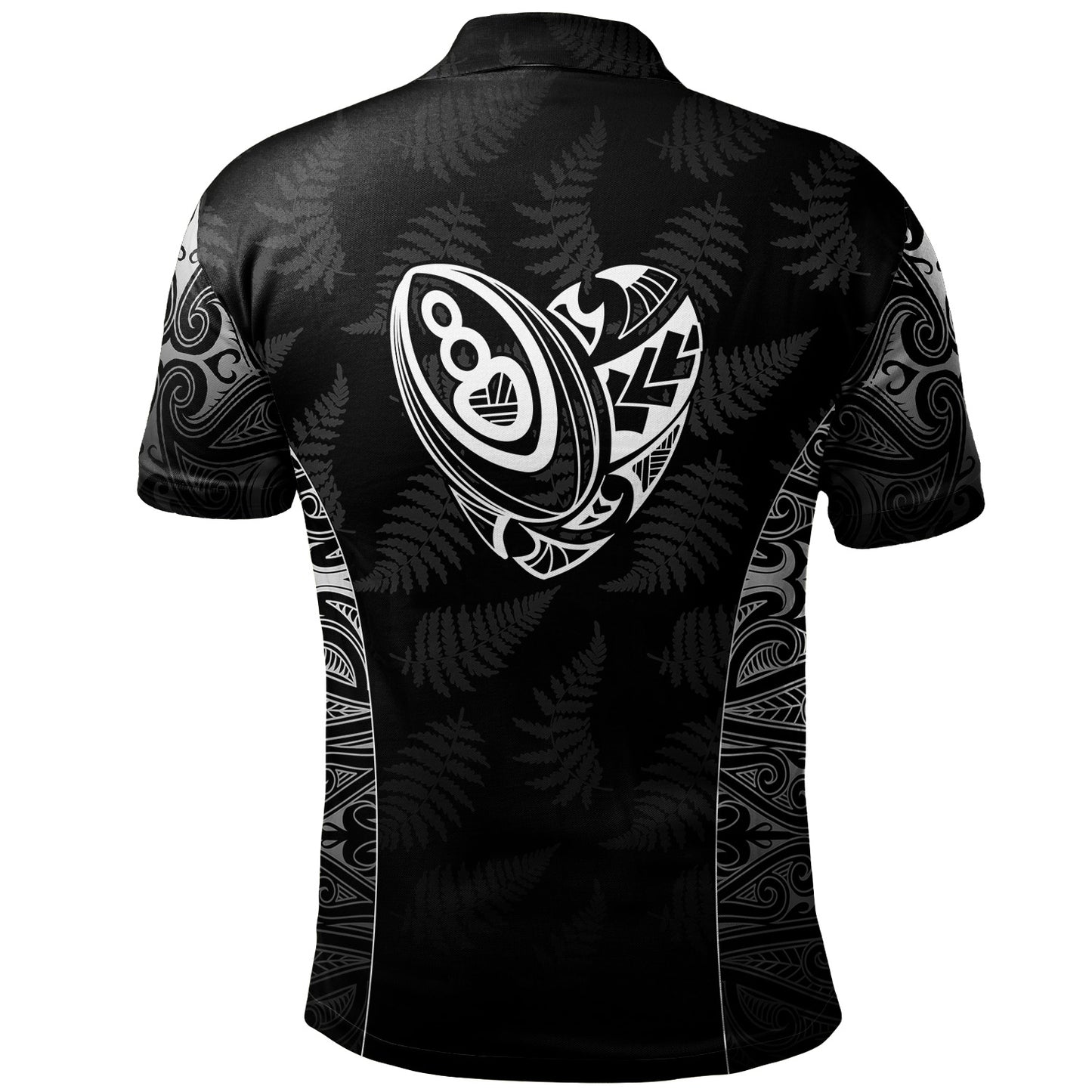 New Zealand Personalized Polo Shirt Rugby Heart Maori Style Silver Fern