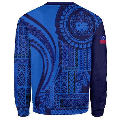 Samoa Sweatshirt Seal Samoan Siapo Blue Design
