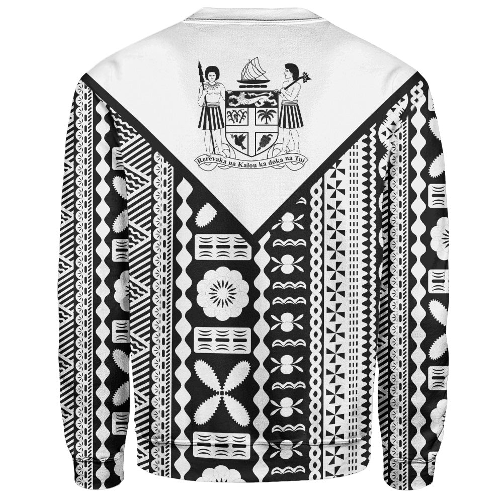 Fiji Rugby Tapa Sweatshirt Fiji Flag Coat Of Arms Pattern