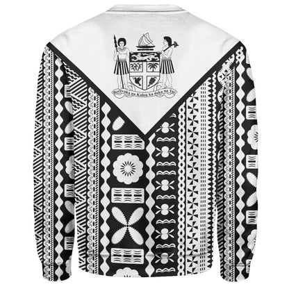 Fiji Rugby Tapa Sweatshirt Fiji Flag Coat Of Arms Pattern