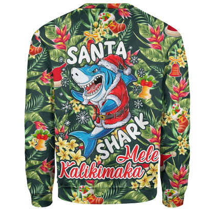 Hawaii Sweatshirt Mele Kalikimaka Santa Shark Tropical Style