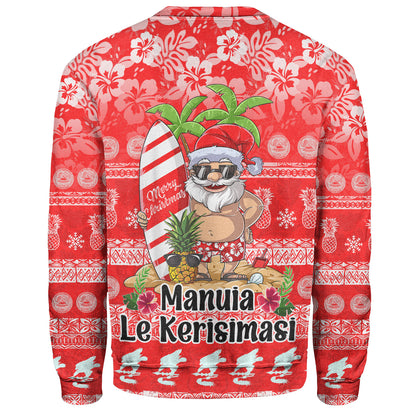 American Samoa Sweatshirt Manuia Le Kerisimasi Tropical Xmas Patterns