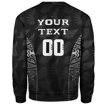 New Zealand Personalized Sweatshirt Rugby Heart Maori Style Silver Fern