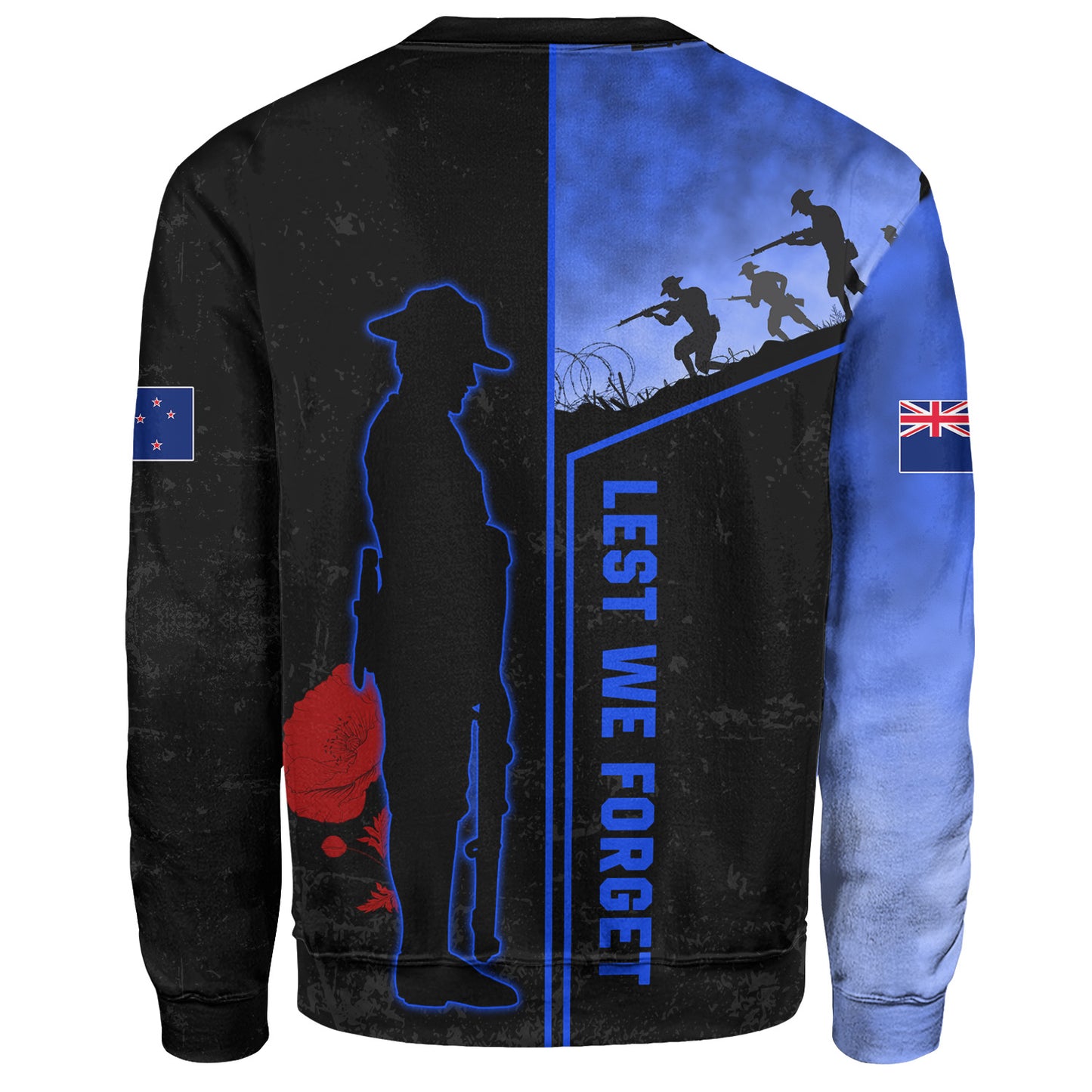 New Zealand Sweatshirt Anzac Day Lest We Forget Poppy Flower Symbol