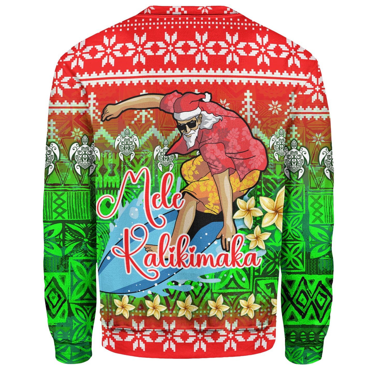 Hawaii Sweatshirt Santa Surfing Mele Kalikimaka Style
