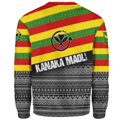 Hawaii Sweatshirt Kanaka Maoli Flag Polynesian Tribal Patterns Grunge Style