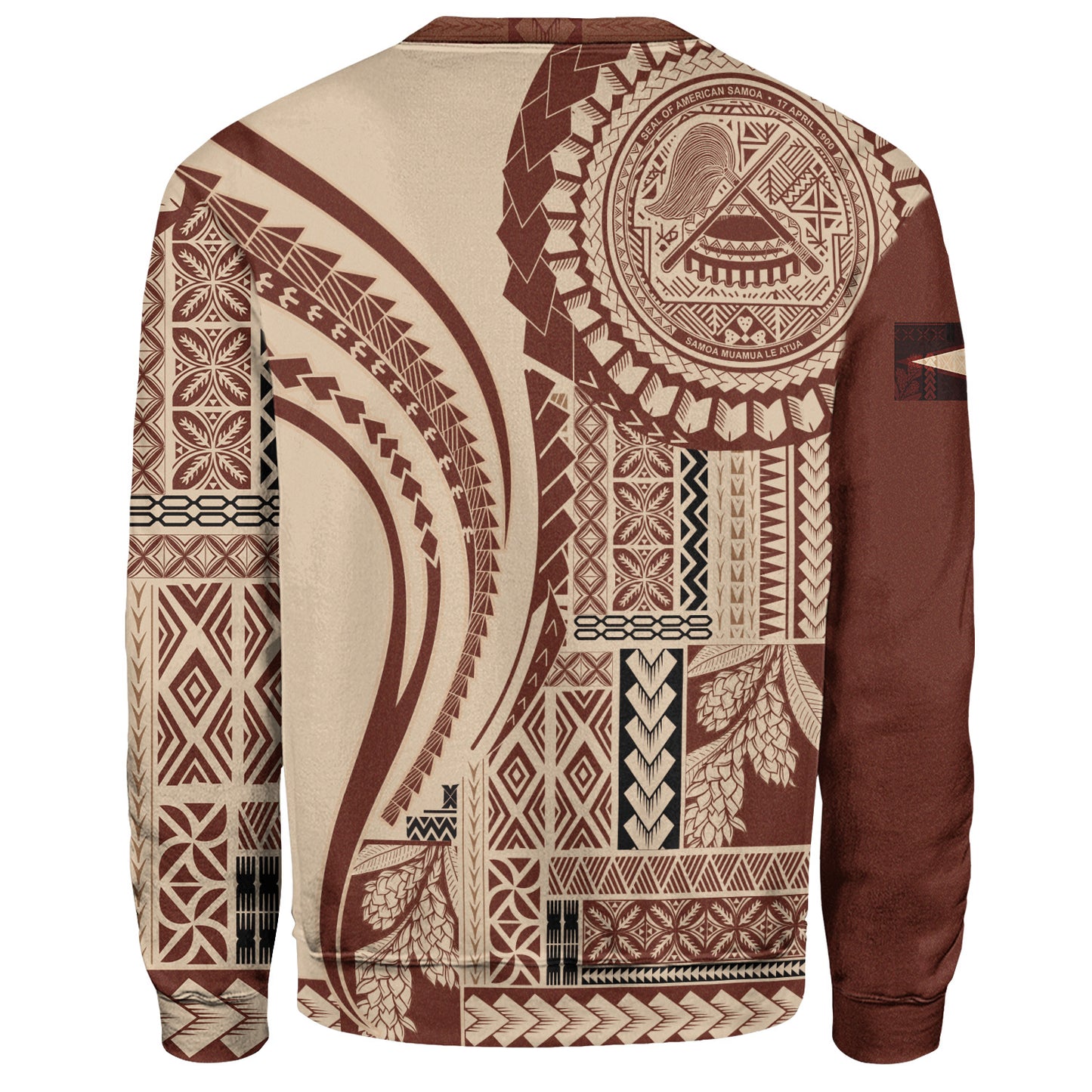 American Samoa Sweatshirt Samoan Siapo Brown Design