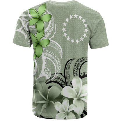 Cook Islands T-Shirt Custom Personalised Floral Spirit Sage Green