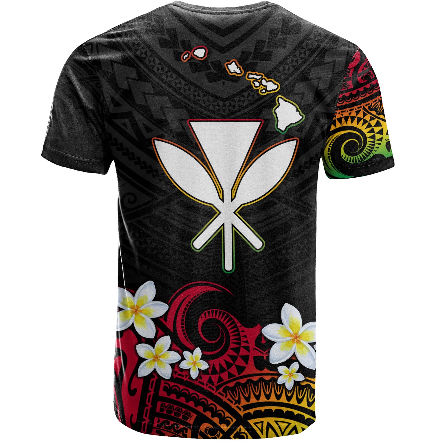 Hawaii T-Shirt Custom Plumeria Flowers Tribal Motif Reggae