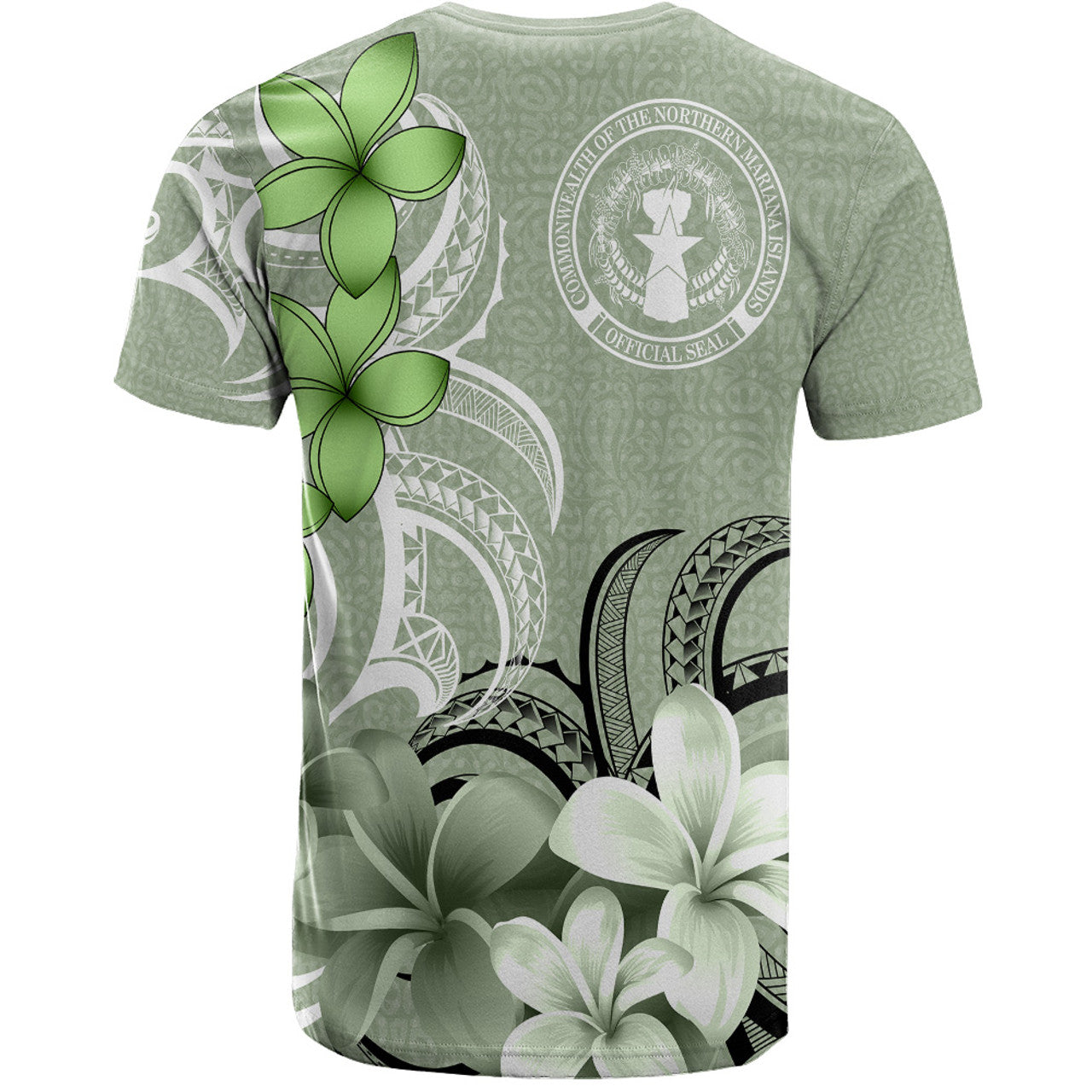 Northern Mariana Islands T-Shirt Custom Personalised Floral Spirit Sage Green