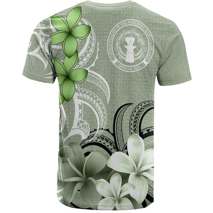 Northern Mariana Islands T-Shirt Custom Personalised Floral Spirit Sage Green