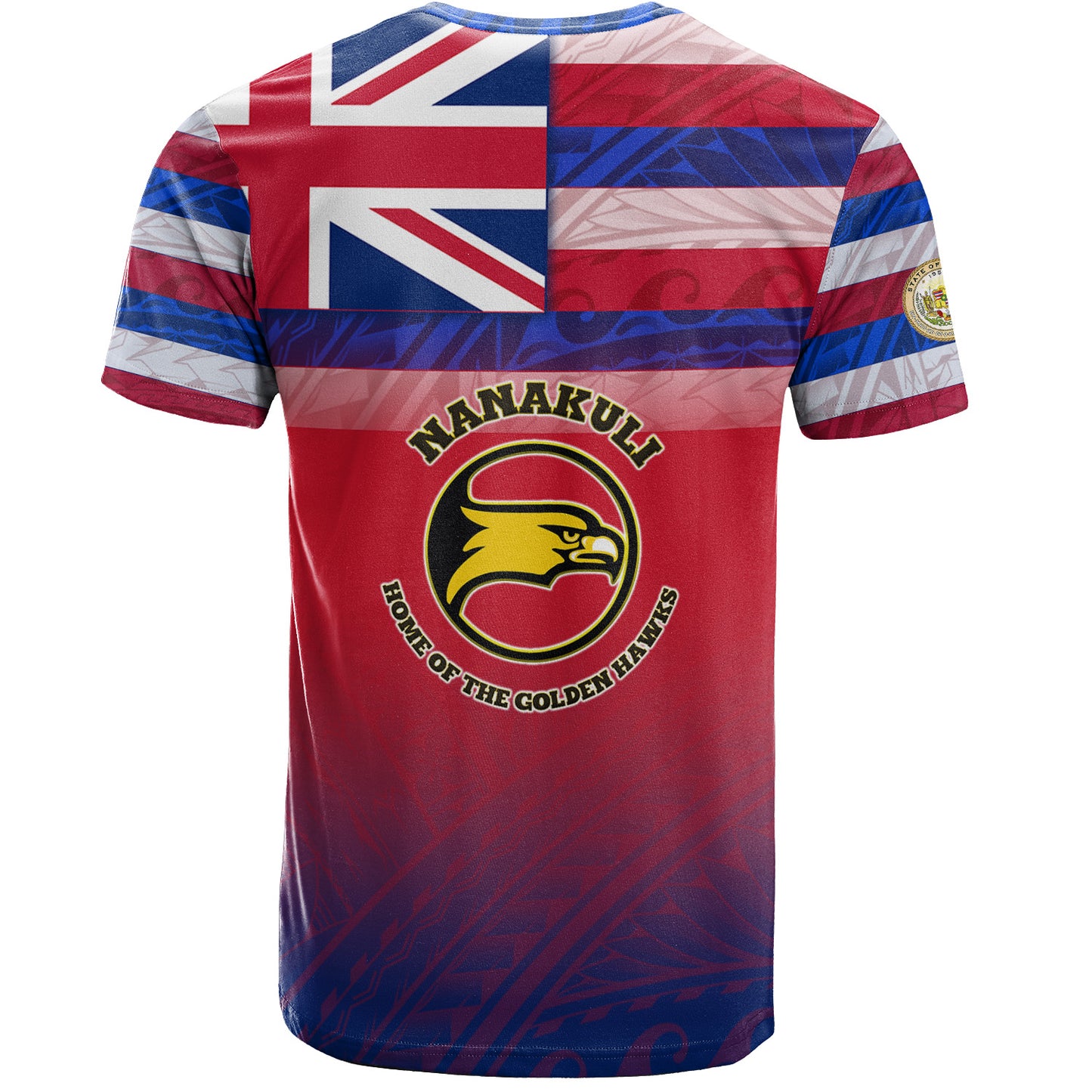 Hawaii Custom Nanakuli High and Intermediate School T-Shirt Flag Color With Traditional Patterns