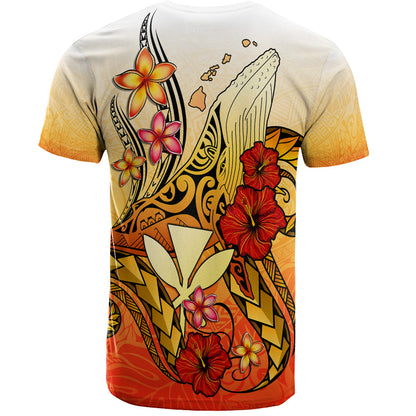 Hawaii T-Shirt Humpback Whale with Hibiscus Plumeria