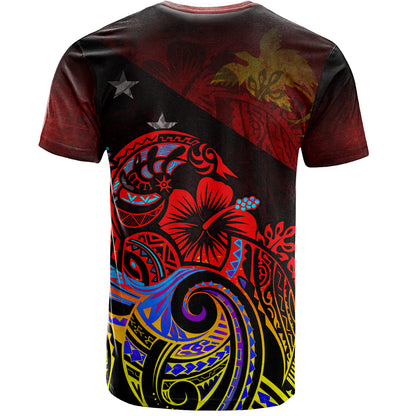 Papua New Guinea T-Shirt Birds Of Paradise With Flag Color Style