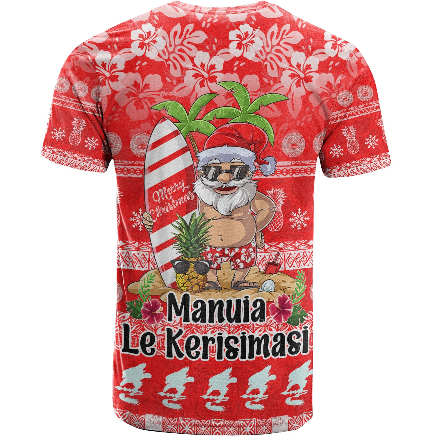 American Samoa T-Shirt Manuia Le Kerisimasi Tropical Xmas Patterns