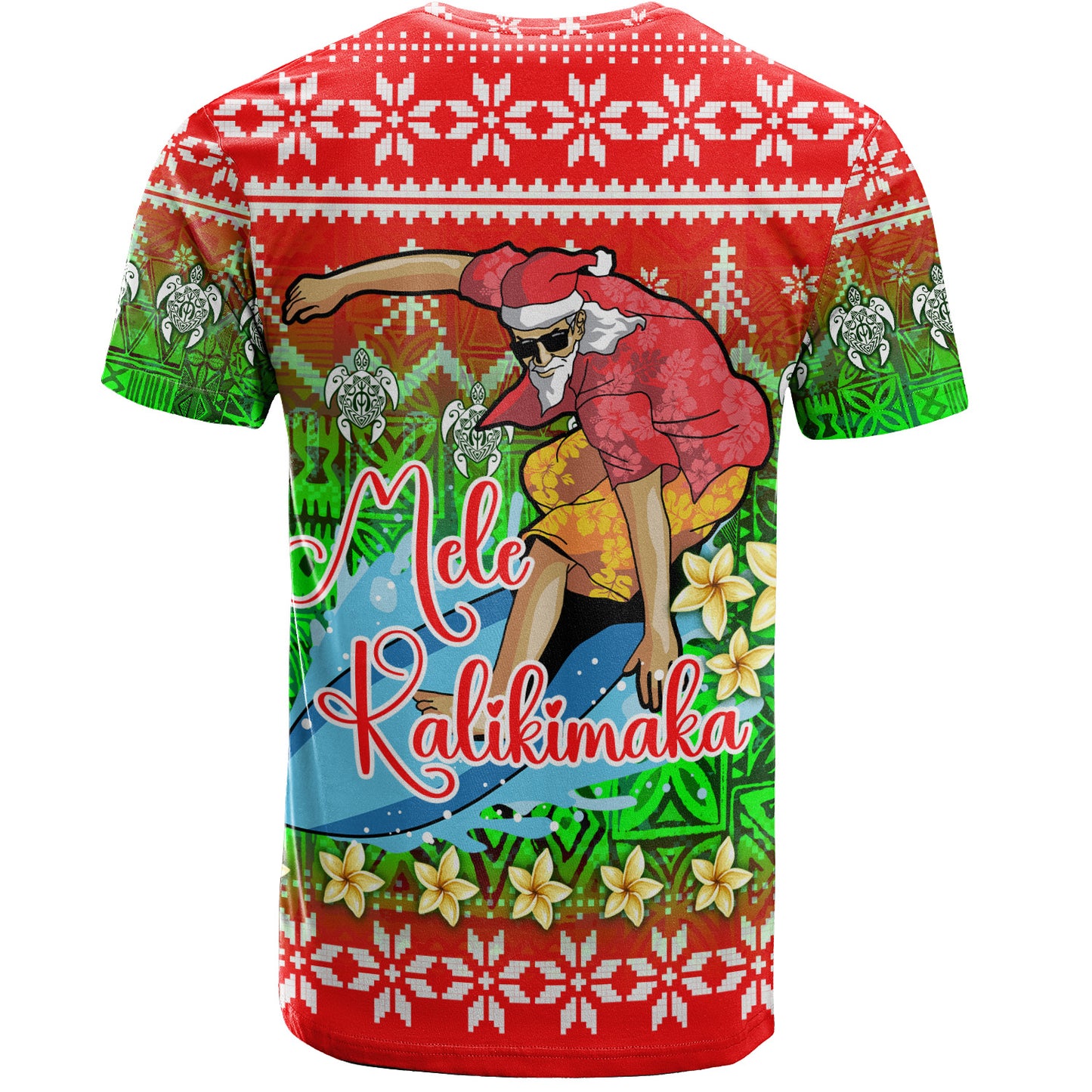 Hawaii T-Shirt Santa Surfing Mele Kalikimaka Style
