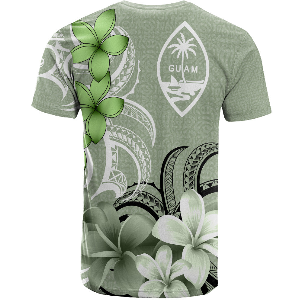 Guam T-Shirt Custom Personalised Floral Spirit Sage Green