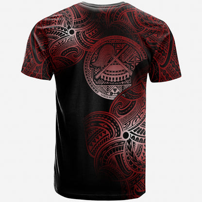 American Samoa Polynesia Custom Personalized T-Shirt - American Samoa Tribal Flower Red
