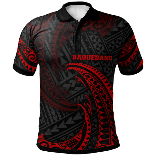 CUSTOM Baquedano Polynesian Polo Shirt - Red Tribal Wave