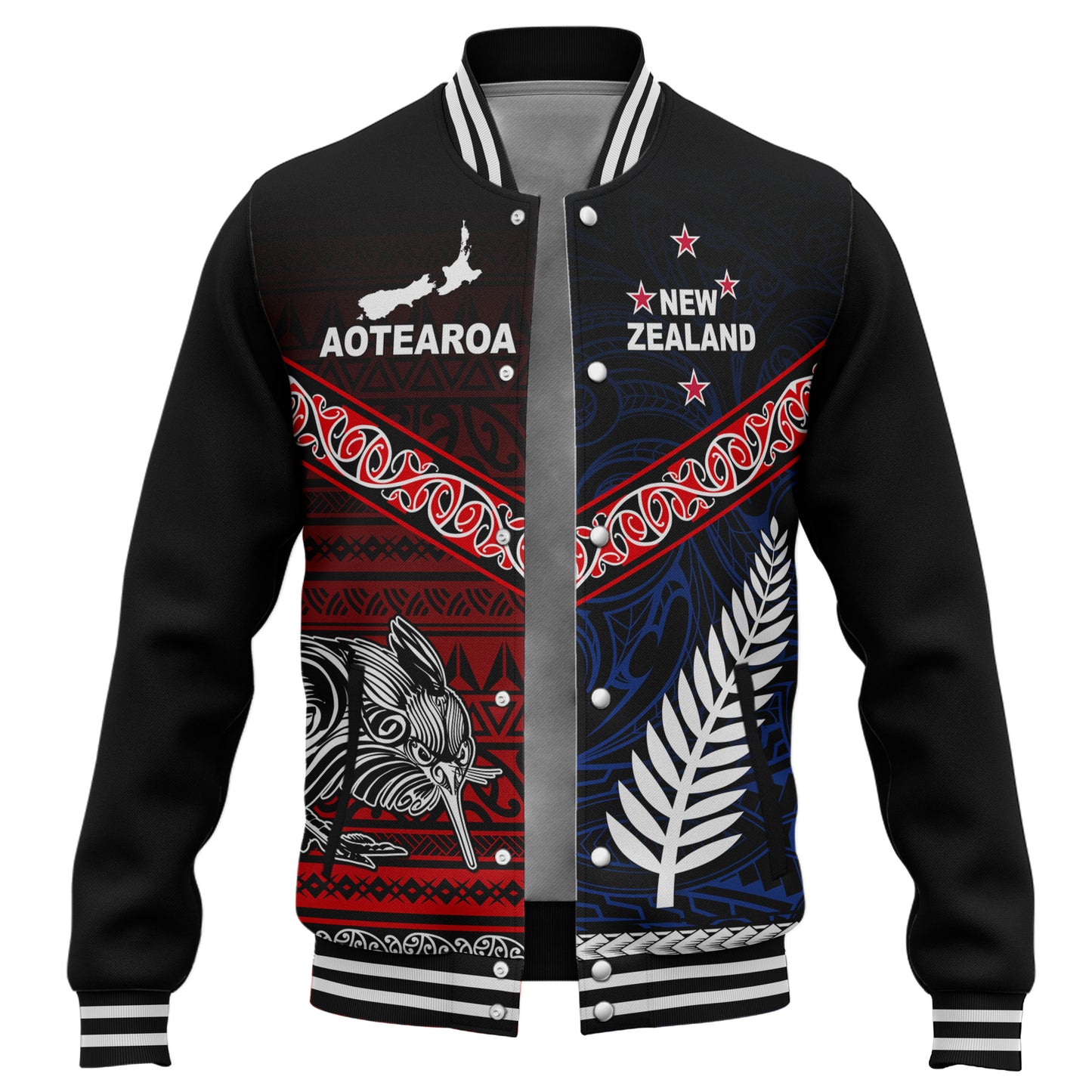 New Zealand Baseball Jacket Waitangi Aotearoa Tribal National Together