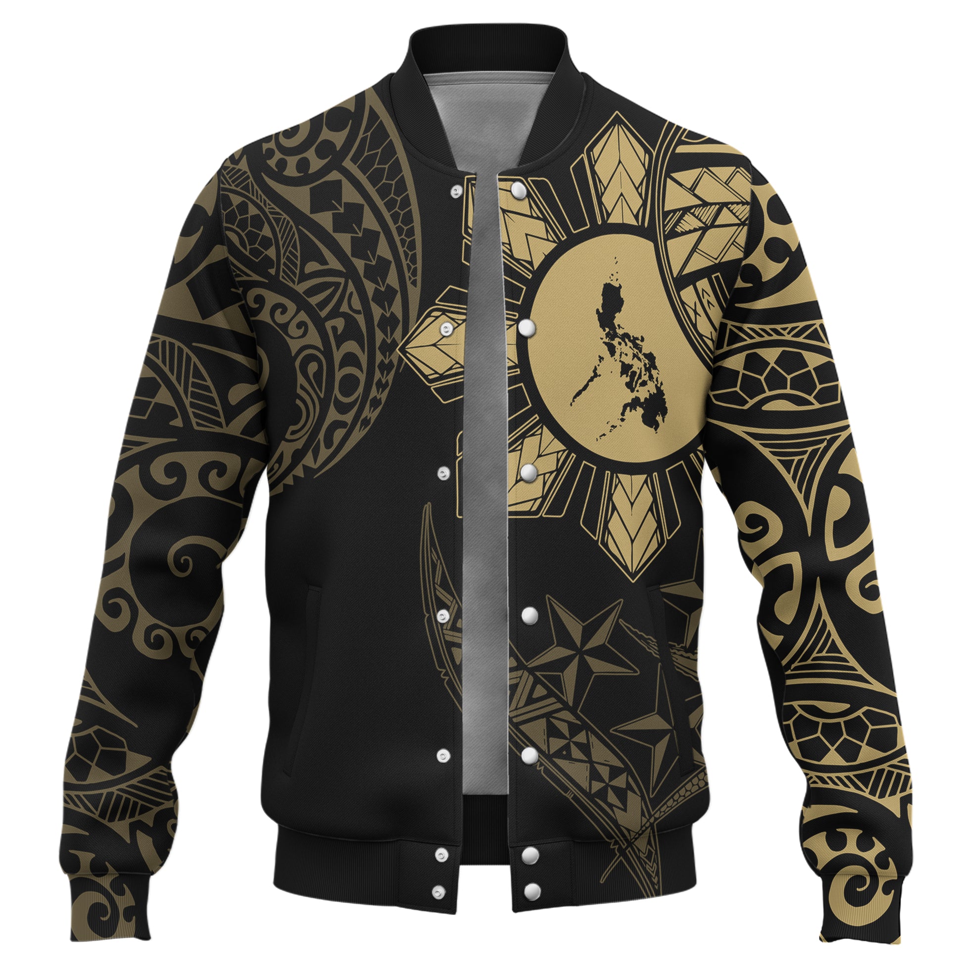 Philippines Baseball Jacket Tribal Sun In My Heart Gold