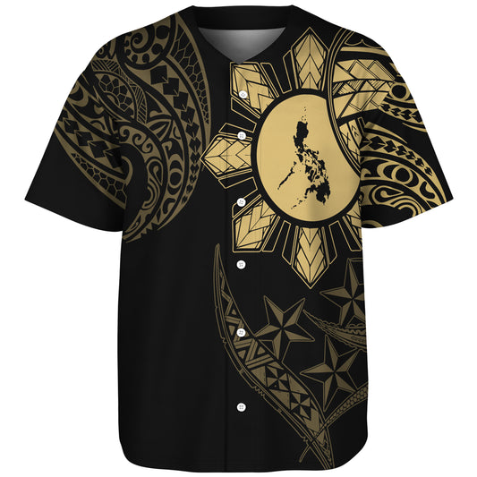 Philippines Baseball Shirt Tribal Sun In My Heart Gold