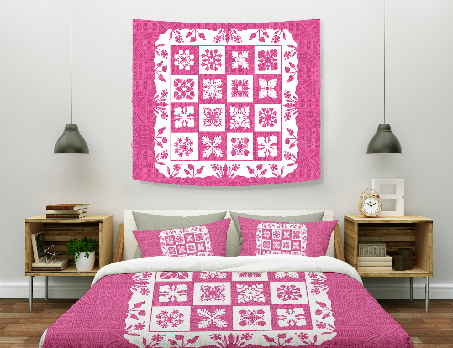 Hawaii Tapestry Pink Hawaii Pattern Polynesian Color