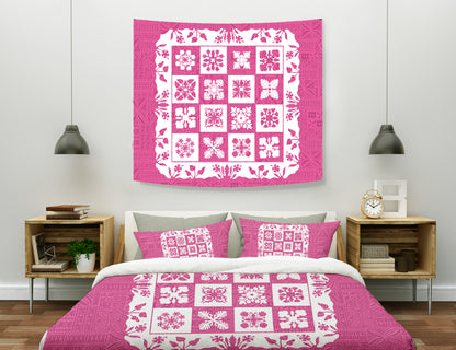 Hawaii Tapestry Pink Hawaii Pattern Polynesian Color